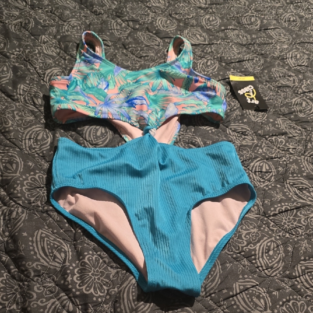 Art Class Tropical Blue and Pink Kids One Piece